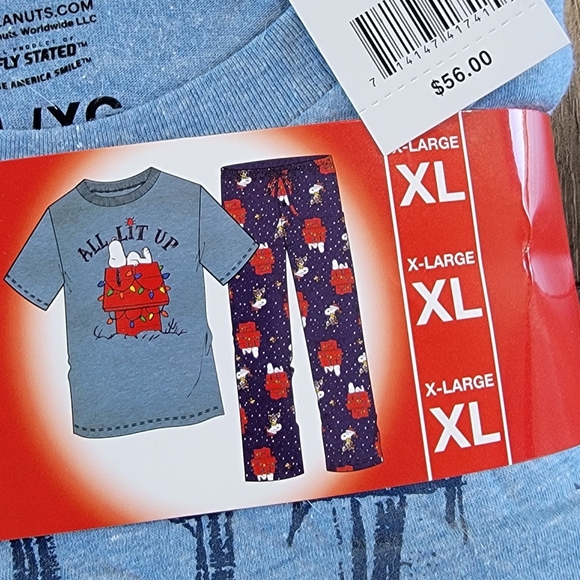 Mens pajamas set Snoopy Christmas size XL - Picture 2 of 3